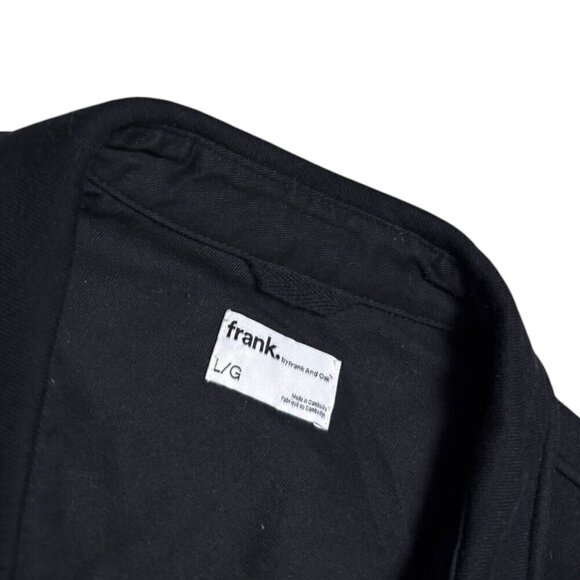 FRANK & OAK Fleece Black Luxury Designer Casual Black Button Shacket Shirt Large - Picture 4 of 6